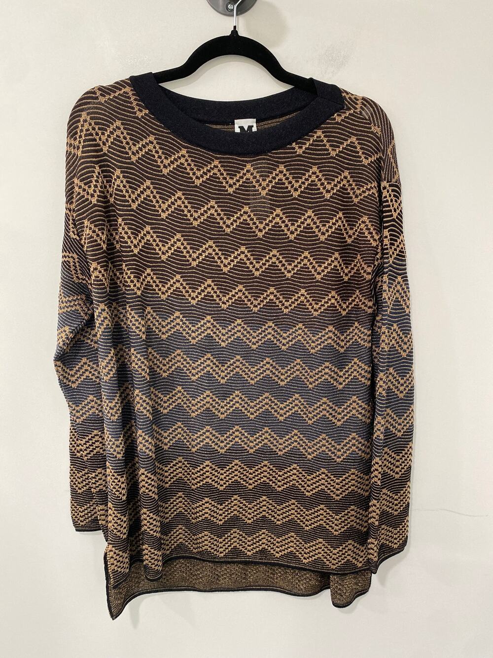Missoni Pullover Top Black & Gold Metallic Stripe Size 42(US M)